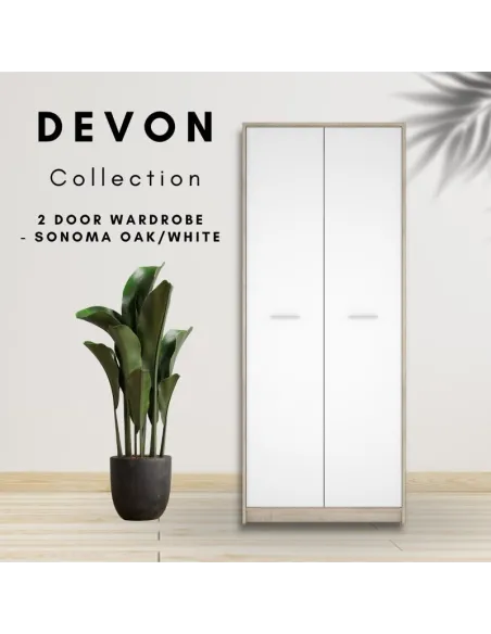 Devon 2 Door Combined Wardrobe - Sonoma | Murphy Furniture