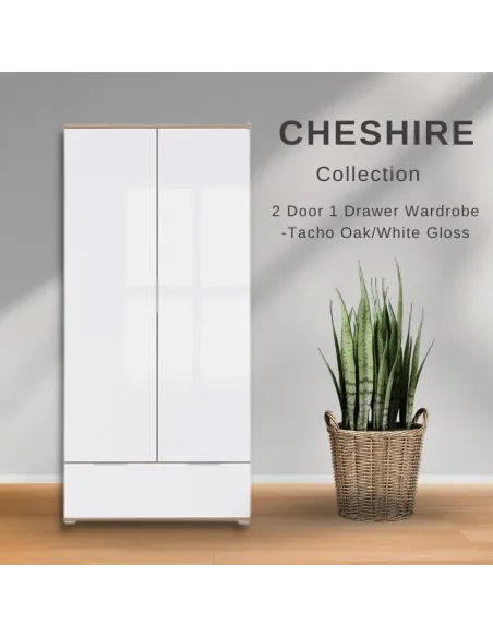 Cheshire 2 Door 1 Drawer Wardrobe - Tach | Murphy Furniture